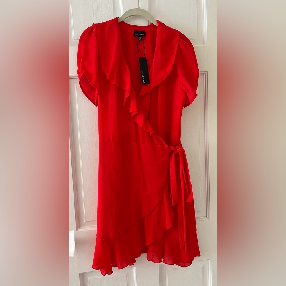 Lucy Paris Red Wrap Dress (new) - size M